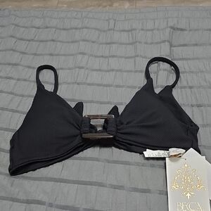 Becca Black Bikini Top with Buckle Sz Med Nwt